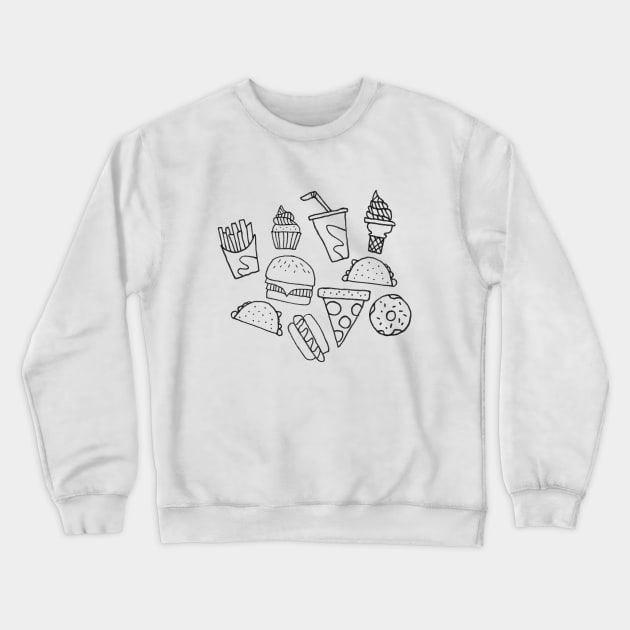 Fast Food Monoline Doodle Crewneck Sweatshirt by latheandquill